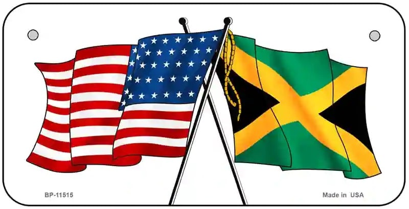 American and Jamaican Crossed Flags Bicycle License Plate