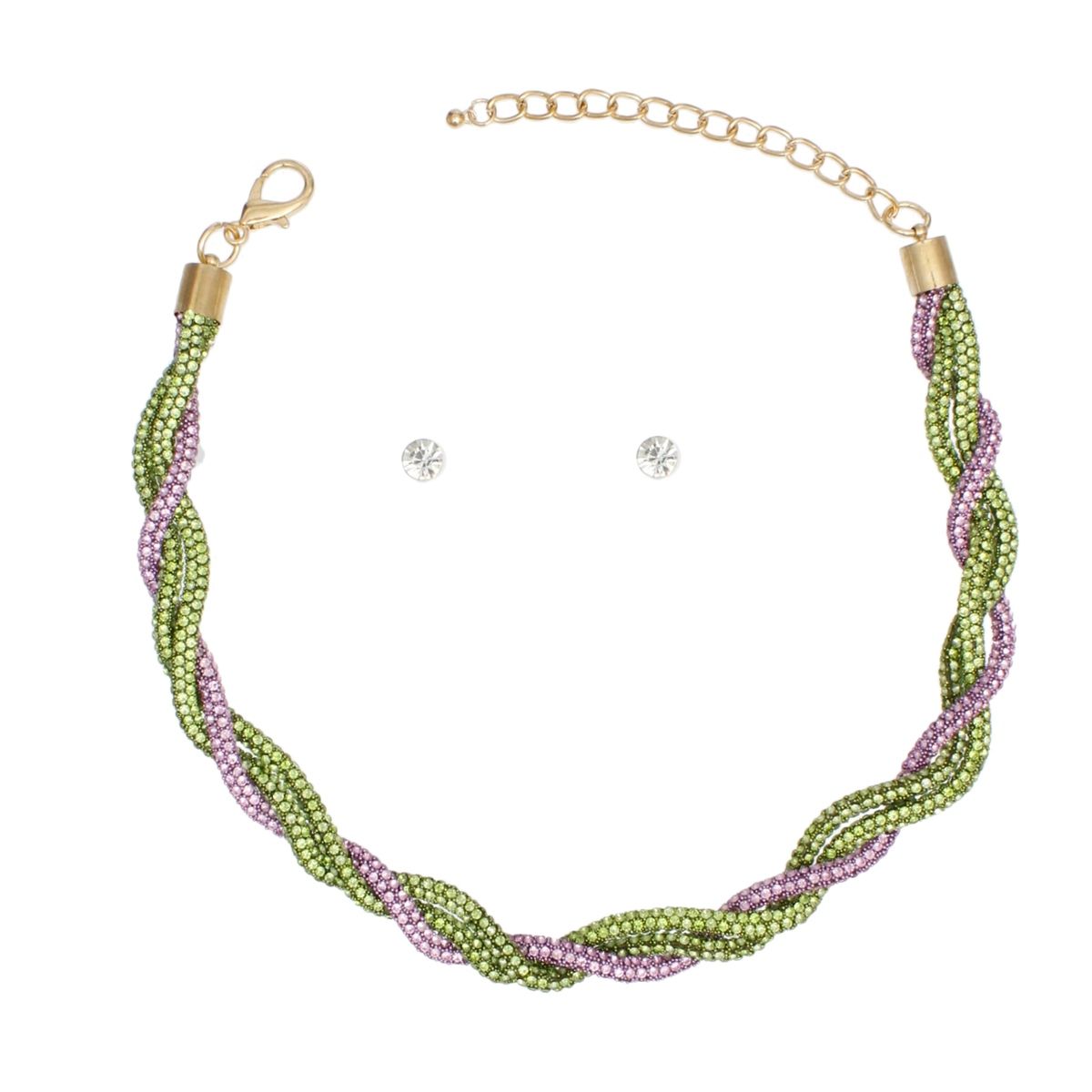 AKA Vibrant Pink Green Twisted Tube Necklace