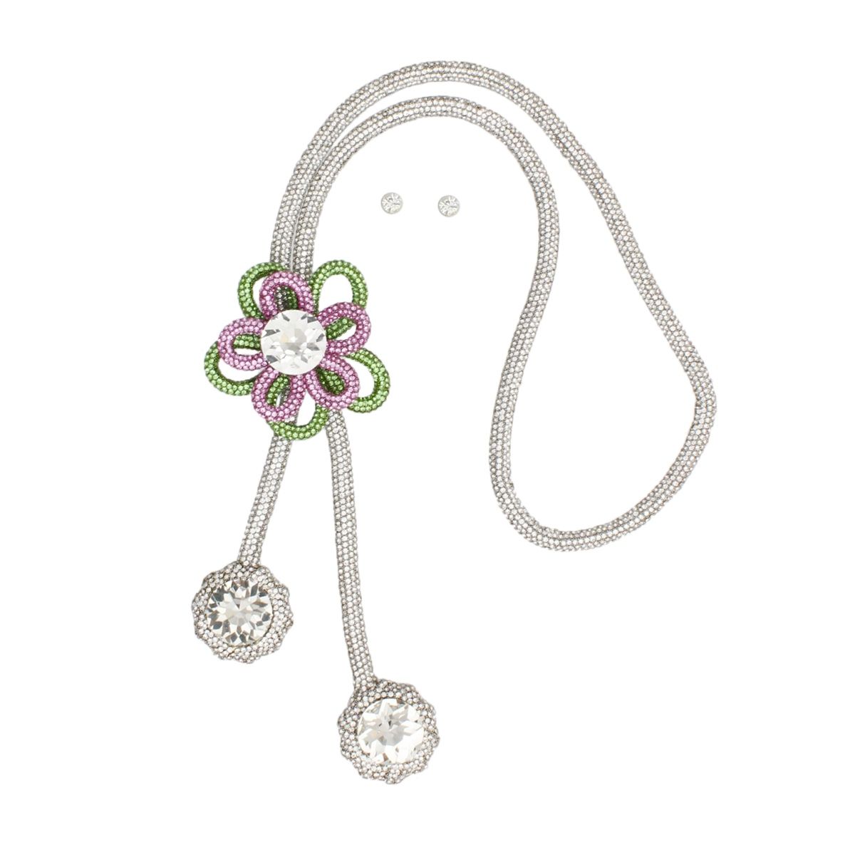 AKA Artisan Sparkling Sorority Flower Y Necklace