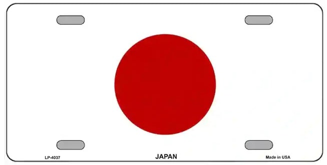 Japanese Flag Metal Novelty License Plate
