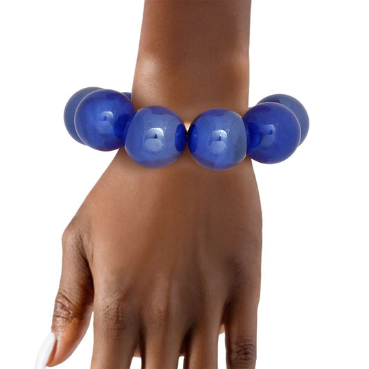 Bracelet Swirled Blue Marble Bubble Ball Bead
