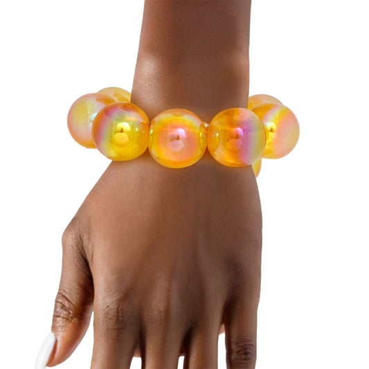Bracelet Yellow Iridescent Bubble Ball Bead