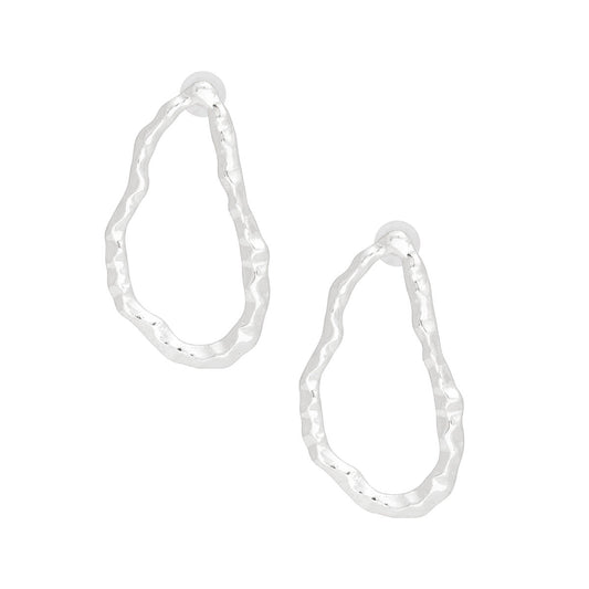 Stud Organic Oval Hammered Silver Earrings Women