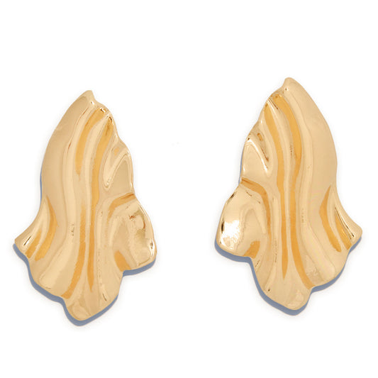 Clip On Medium Gold Wavy Earrings for Women