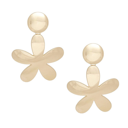 Clip On XL Heavy Gold Flower Earrings for Women