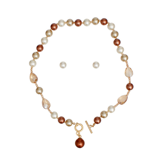 Toggle Shades of Brown Pearl Necklace for Women