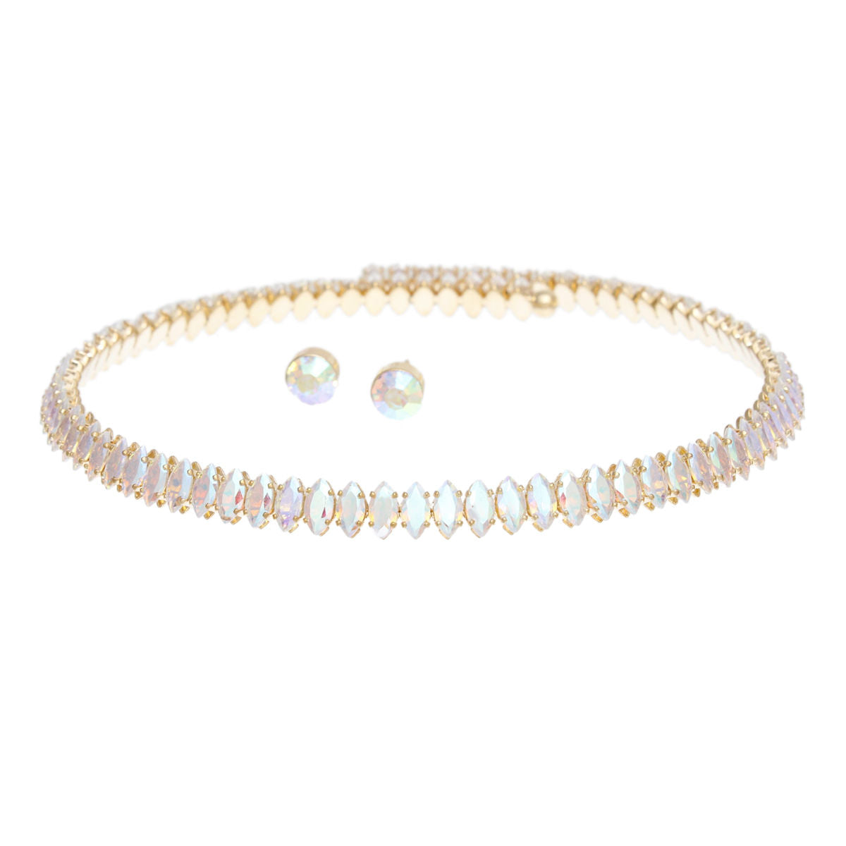 Choker Gold Memory Wire Aurbo Marquise Necklace