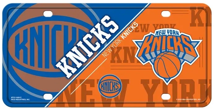 NY Knicks Split Design Metal NBA License Plate