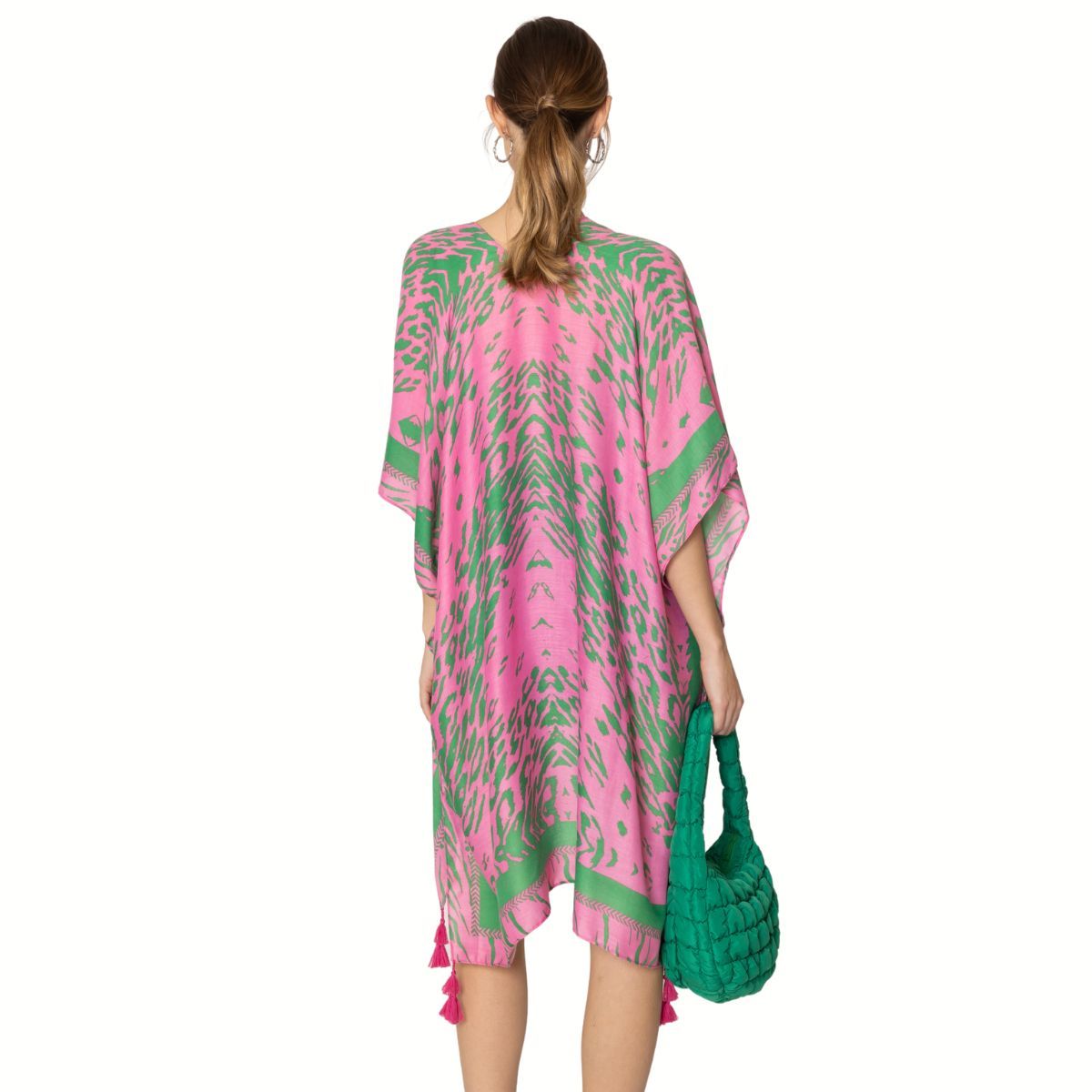 AKA Kimono Animal Print Pink and Green