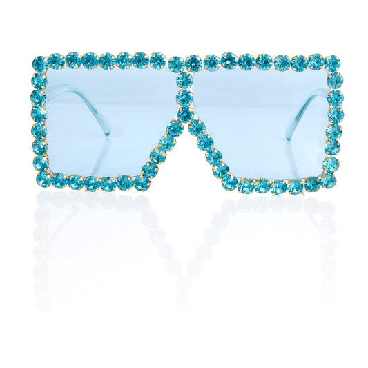 Sunglasses Diamond Blue Square Glasses for Women