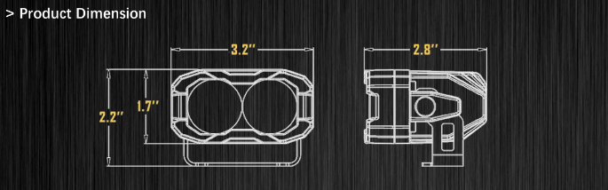 Technical drawing of a Bumper Light Pod with dimensions on a dark background
