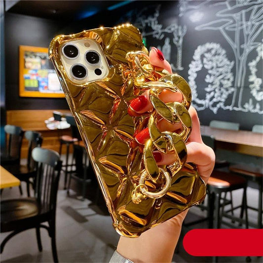 Luxury Gold Plating Electroplated Bracelet Cute Compatible with iPhone Diamond Case Luxury Sparkle Glitter Rhinestone Phone Case For iPhone 14 13 Promax 11 12 Pro Max Mini Xs Max XR 8 7 Plus Mirror Cover
