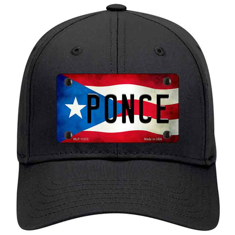 Black Ponce Puerto Rico Flag License Plate Baseball Cap