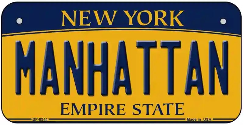 Manhattan NY Bicycle License Plate