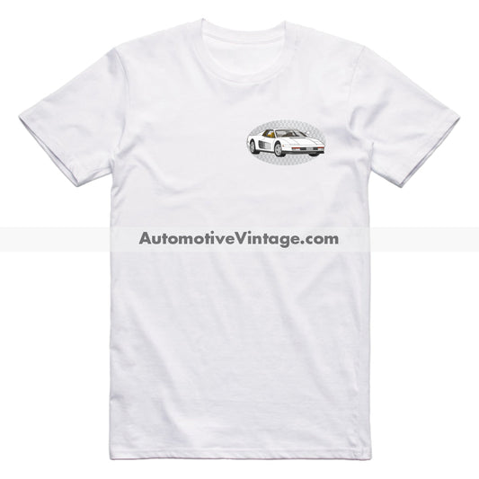 Miami Vice Ferrari Testarossa Famous Car Chest Logo T-shirt