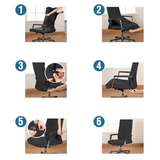 Modern Office Chair Covers Stretch Washable Computer Chair Slipcovers for Universal Rotating Chair Spandex Anti dirty Computer Chair Cover Elastic Polyester Office Chair Cover Easy Washable Removable With Armrest Cover