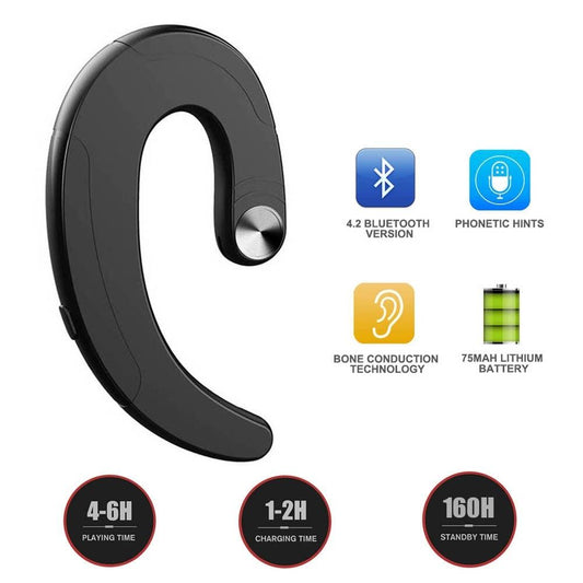 Modern Wireless Bluetooth Headphone Single Earphone Earbuds Exquisite Headset Wireless Bone Conduction Earphones Business Earbuds Bluetooth 4.1 Headphones Over Ear Hooks Handsfree Bone Conduction Earphones Headphones With Microphone