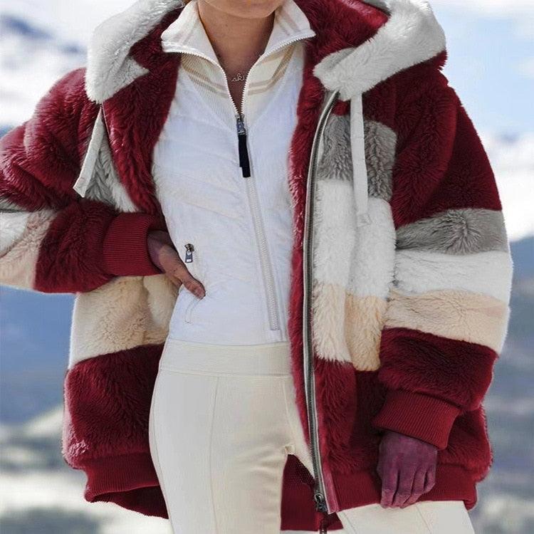 Modern Women Casual Jacket Coats Hip Hop New Autumn Winter Loose Multicolor Hooded Jacket For Women Winter Fleece Jacket Hooded Solid Color Coats With Pockets Comfortable Jacket