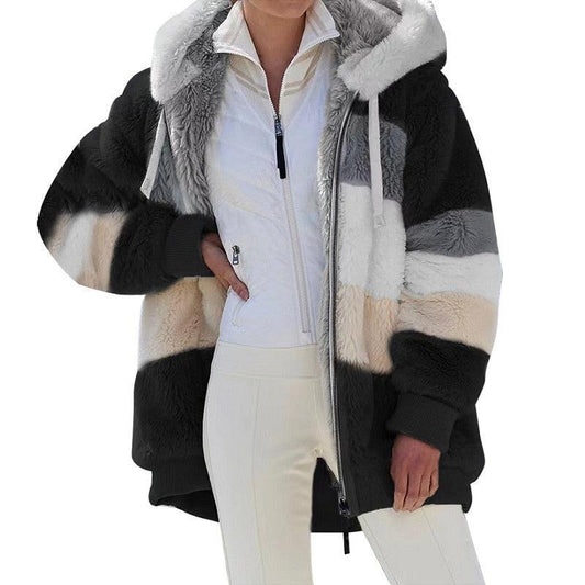 Modern Women Casual Jacket Coats Hip Hop New Autumn Winter Loose Multicolor Hooded Jacket For Women Winter Fleece Jacket Hooded Solid Color Coats With Pockets Comfortable Jacket