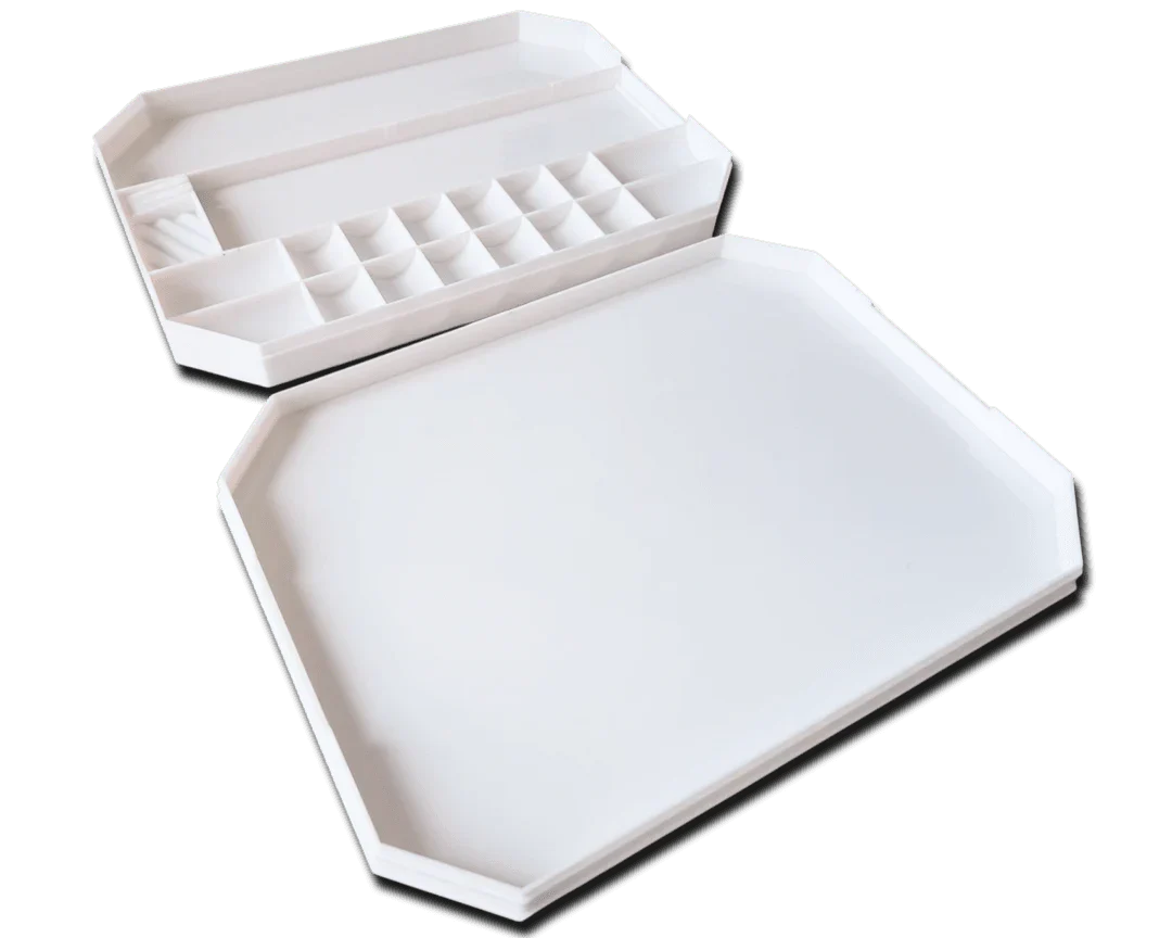 White jewelry box with open lid on a white background