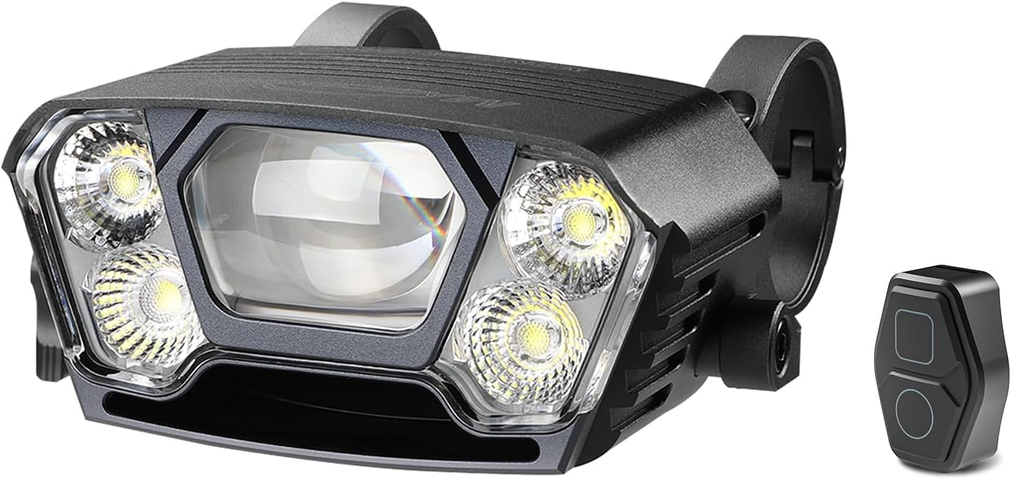 Black off-road vehicle light with remote control on a white background