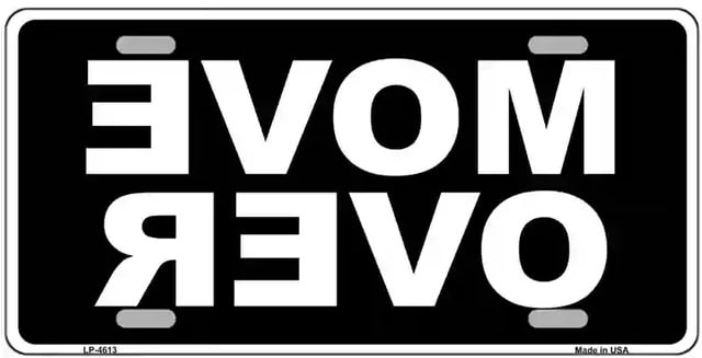 MOVE OVER  White Text on Black Vanity License Plate