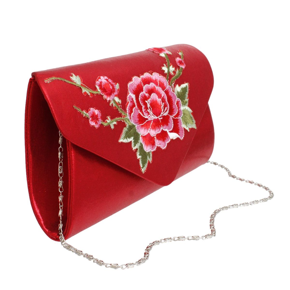 Evening Clutch Red Floral Envelope Bag Women