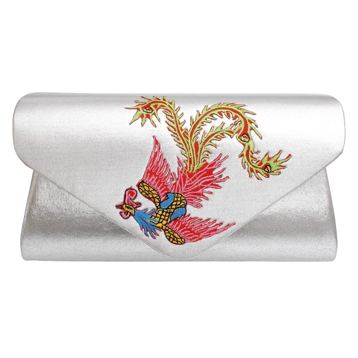 Evening Clutch Silver Phoenix Envelope Bag Women