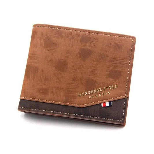 New Fashion Men Wallet Cool Bag Solid Color Leather Business Short Wallet Famous Vintage Wallets Multi-Card Soft Purse Bag Men Wallets with 6 Card Pockets and Card Slot