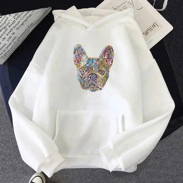 New French Bulldog Hoodies Oversized Cute Dog Print Sweatshirt Funny Graphic Unisex Fashion Hoodie Streetwear Female Hooded Cute Dog Print Sweatshirt Funny Graphic Unisex Fashion Hoodie