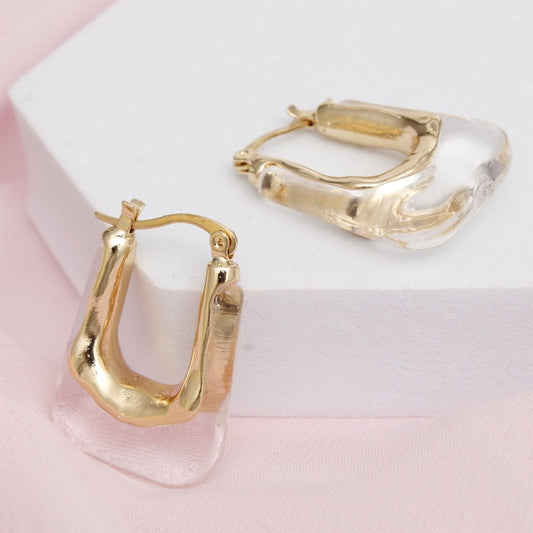 Hoops Clear U Shaped Gold Earrings for Women