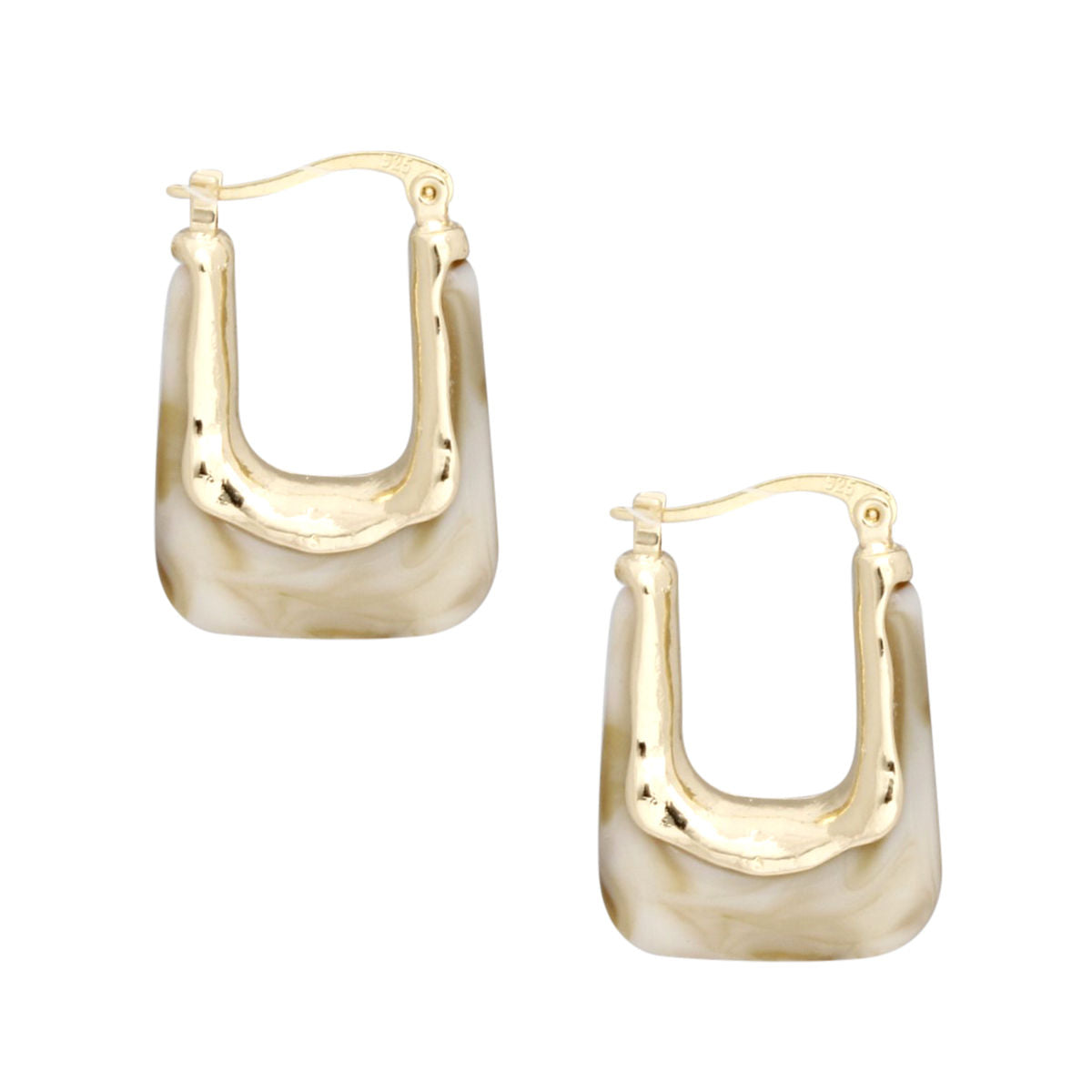 Hoops Marbled Ivory U Shaped Earrings for Women