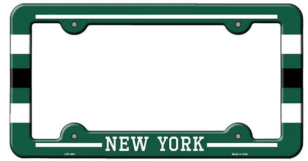 NY License Plate Frame Green and White