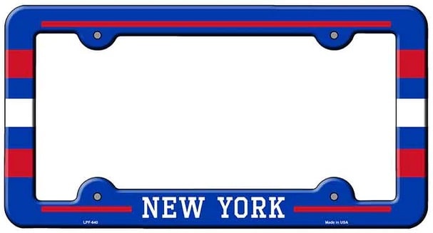 New York License Plate Frame Red White and Blue