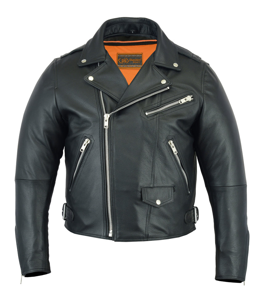 DS Men's Modern Full Cut Beltless Biker Jacket - Black