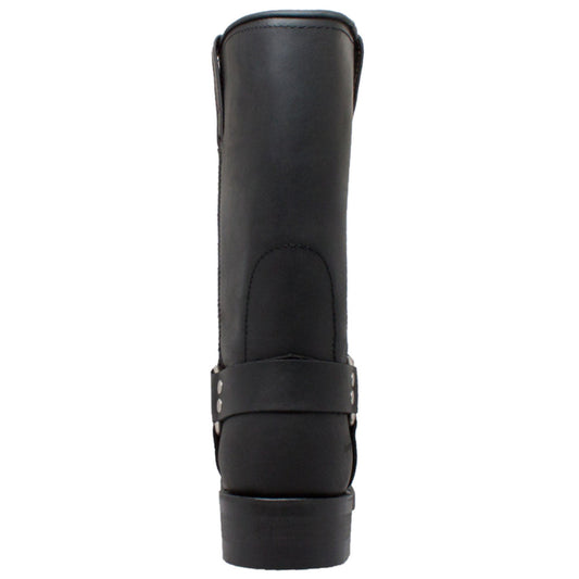 Rear View  Men's Harness Leather Boot-PU Insole