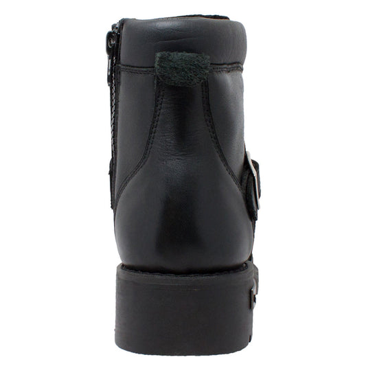 Rear View Men's YKK Zipper Biker Boot-Black