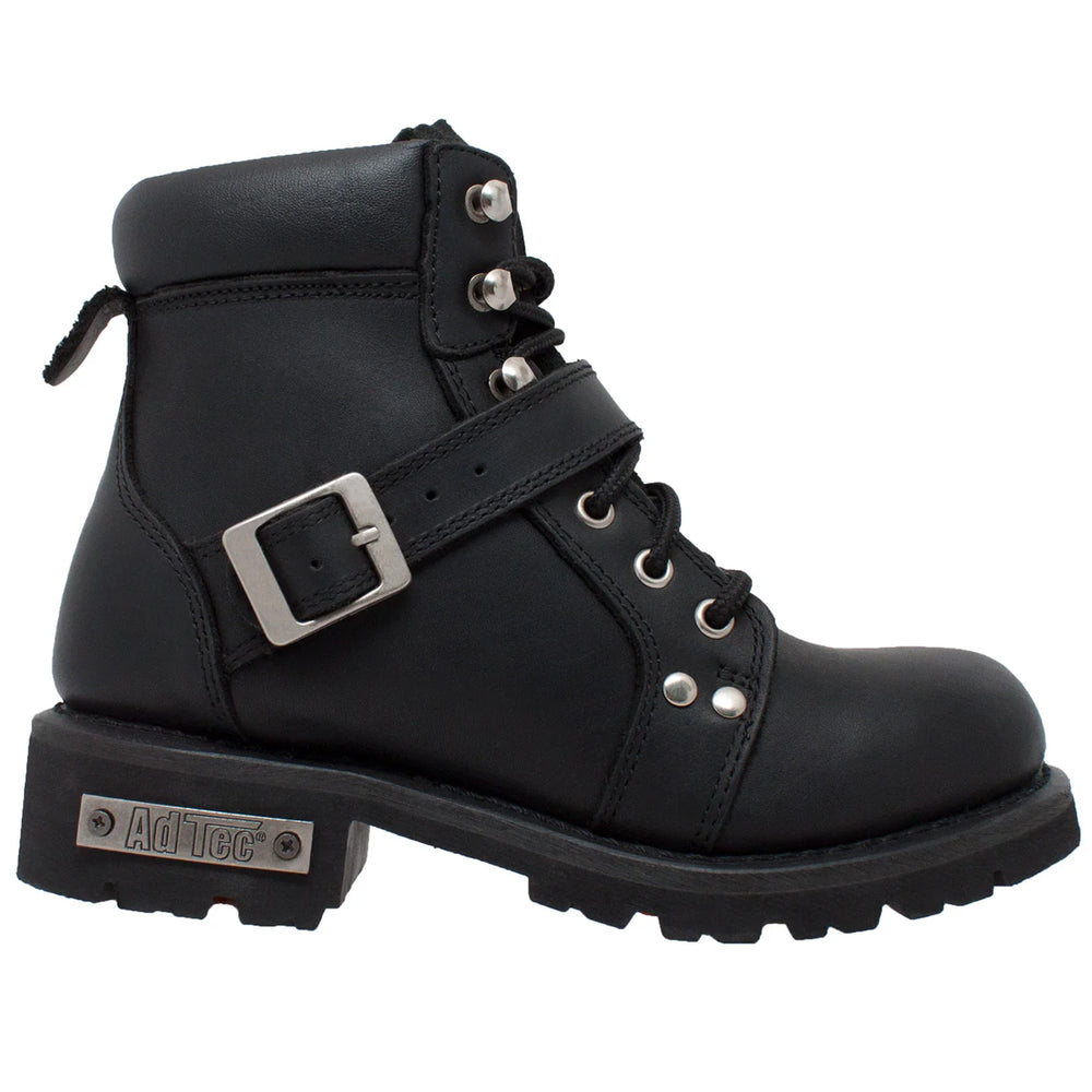 Side Women's YKK Zipper Black Biker Boot
