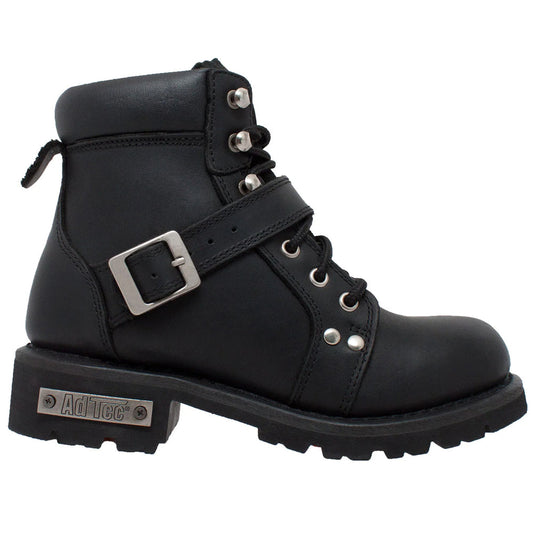 Side Women's YKK Zipper Black Biker Boot