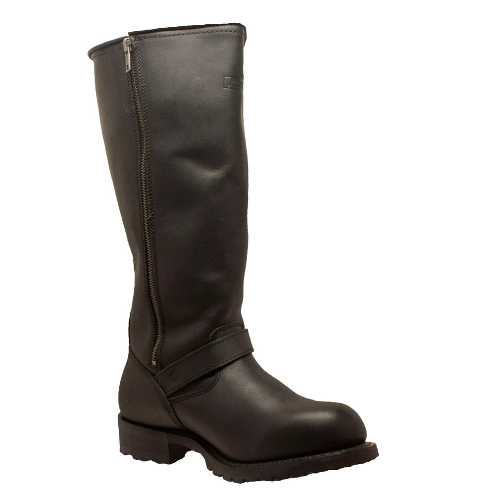 Men's 16" Engineer Soft Leather Boots With Side Zipper
