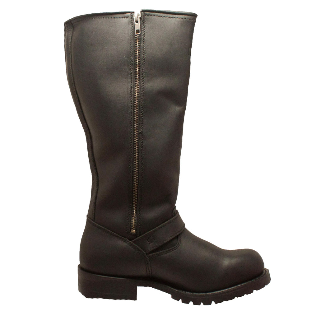 Zipper View Men's 16" Engineer Soft Leather Boots With Side Zipper