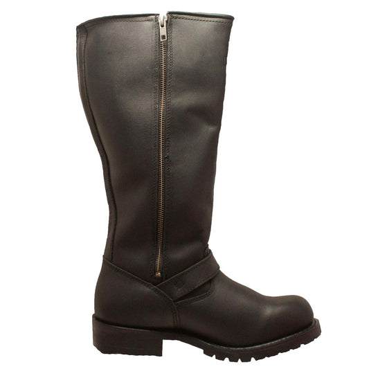 Zipper View Men's 16" Engineer Soft Leather Boots With Side Zipper