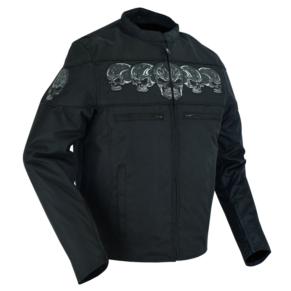 DS Men's Textile Scooter Style Jacket w/ Reflective Skulls