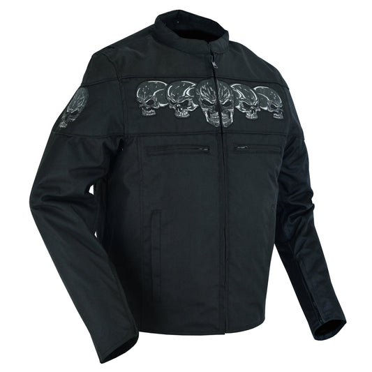DS Men's Textile Scooter Style Jacket w/ Reflective Skulls