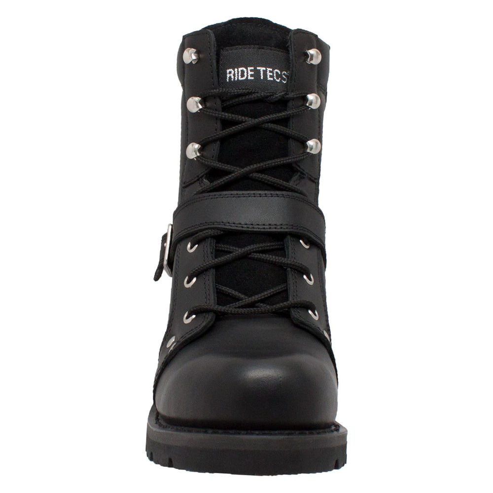 Front View Men's 6" YKK Zipper Black Biker Boot