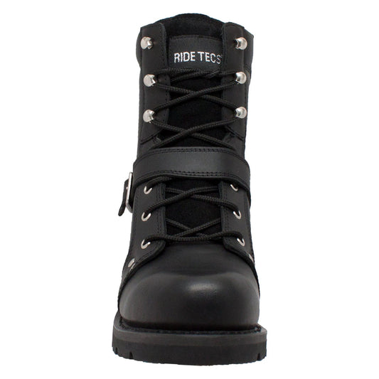 Front View Men's 6" YKK Zipper Black Biker Boot