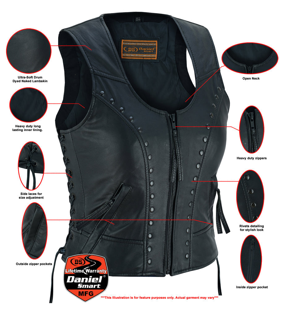 Infographic DS Women's Lightweight Vest with Rivets Detailing