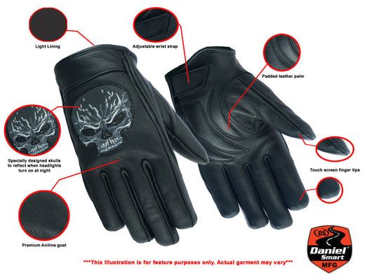 Infographic Reflective Skull Short Glove