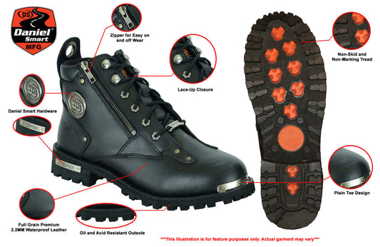 Infographic Men's 6'' Side Zipper Plain Toe Boot