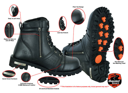 Infographic DS Men's 6'' Side Zipper Plain Toe Boot W/Perforation